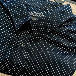 H&M Slimfit Coupe Serree - Blue Patterened Long Sleeve Button Down Size 2XL